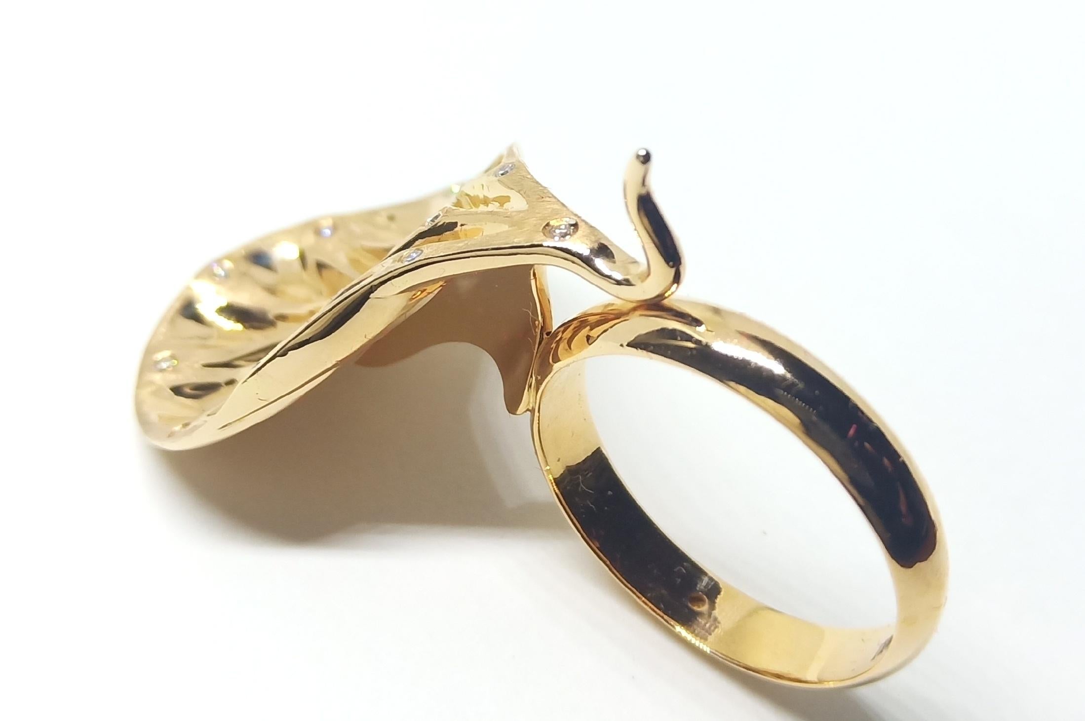 Contemporary Exclusivity will be Your Fiefdom with One of a Kind Gold Diamond Cocktail Ring For Sale