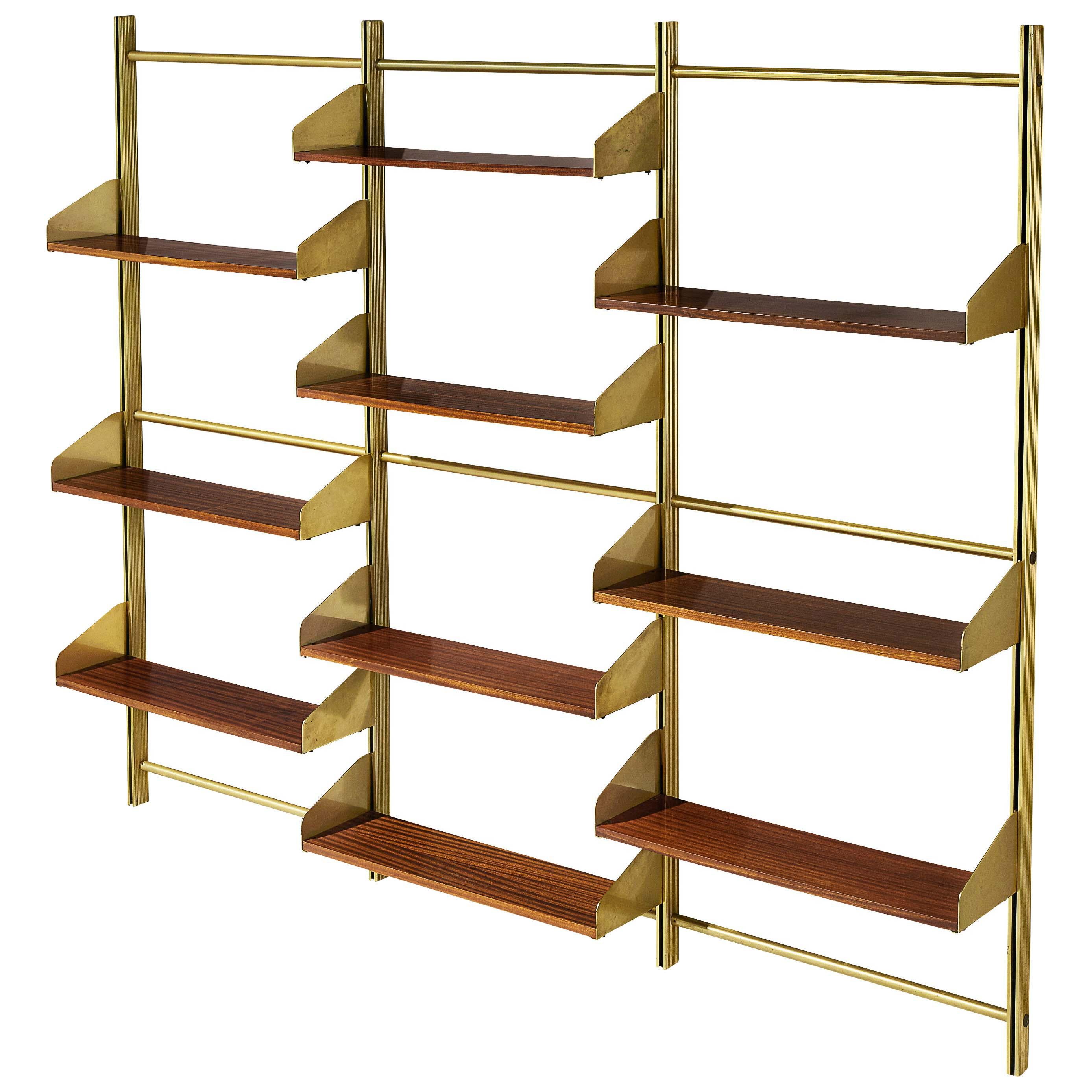 Feal Wall Unit in Teak and Brass