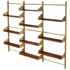 Feal Wall Unit in Teak and Brass