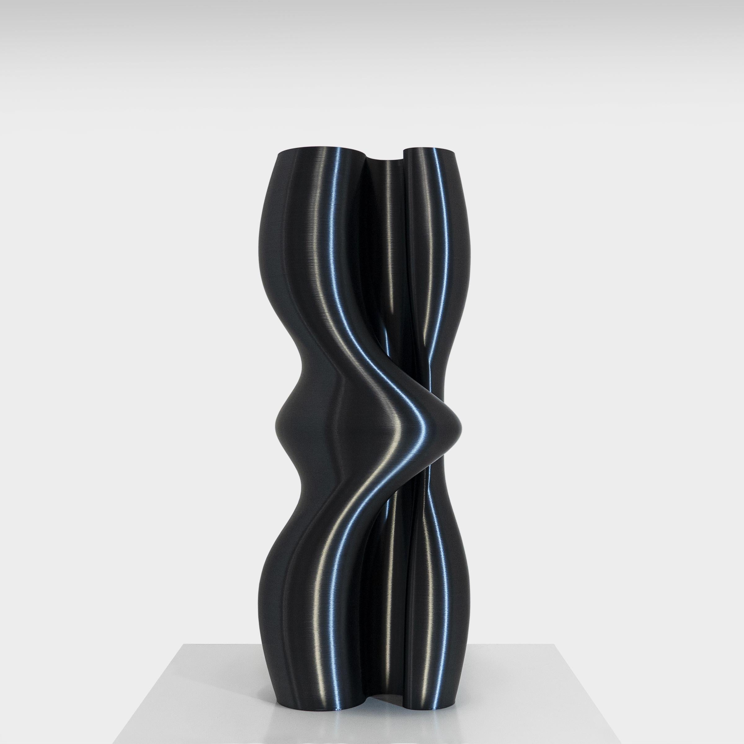 Italian Feeling, Black Contemporary Sustainable Vase-Sculpture For Sale