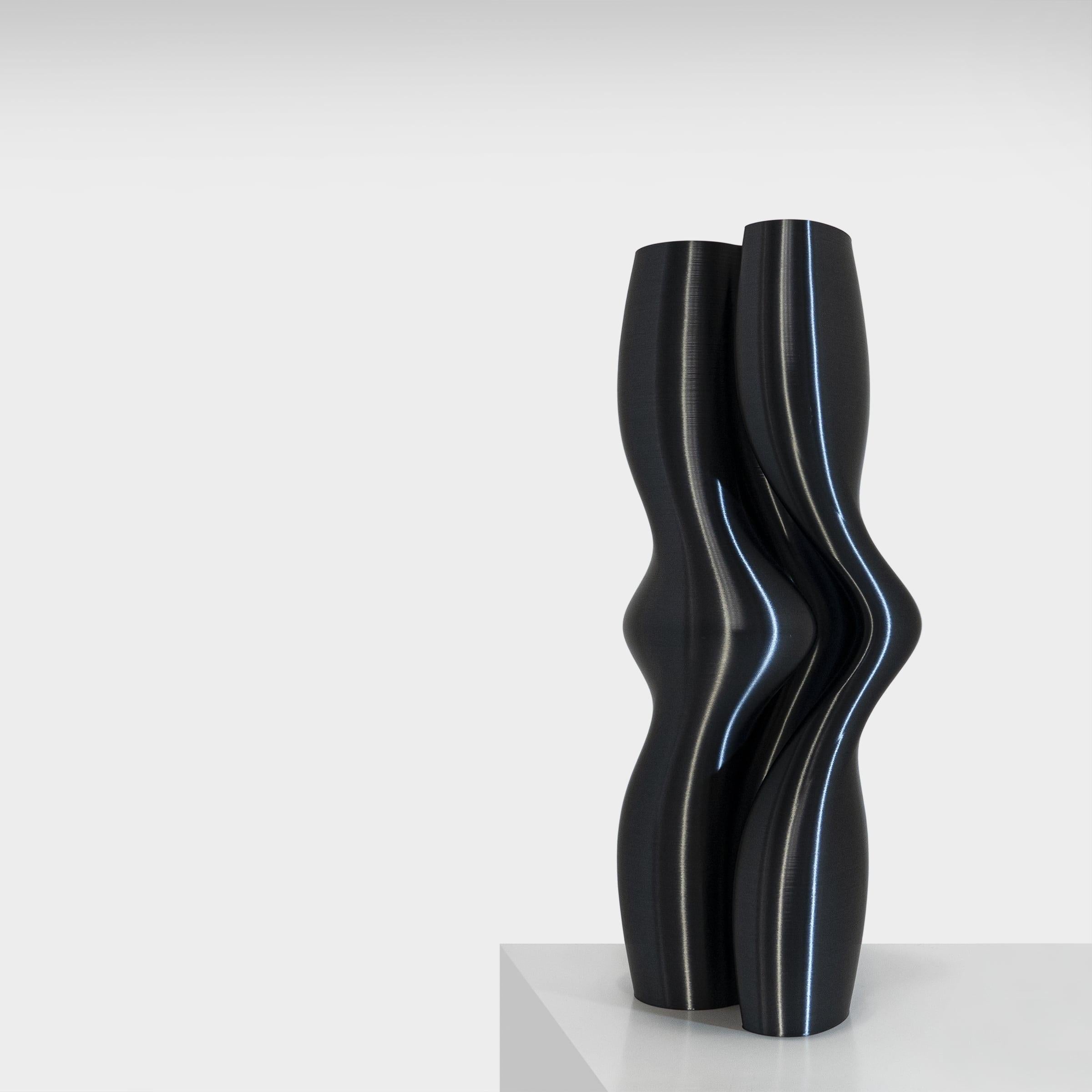 Plastic Feeling, Black Contemporary Sustainable Vase-Sculpture