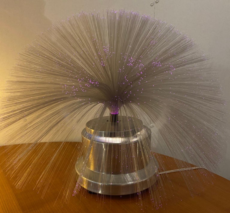 Lampe en aluminium années 70's fibre optique style Yenni à restaurer