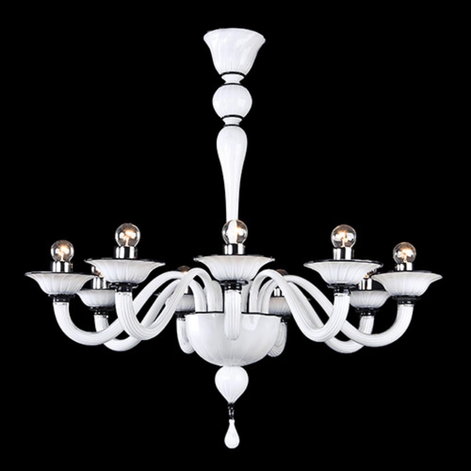 Lustre Fegalliano FEGSOV12 par Mazzega 1946
Dimensions : D 110 x H 110 cm.
MATERIAL : Cadre : Chrome poli. 
Diffuseur : Blanc Noir.
Poids : 010 Kg. 

Les racines de la société Mazzega1946 se trouvent à Murano, une terre de maîtres verriers qui