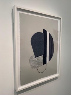 Time to Behave, Contemporary, Abstract, Textile Collage on Paper