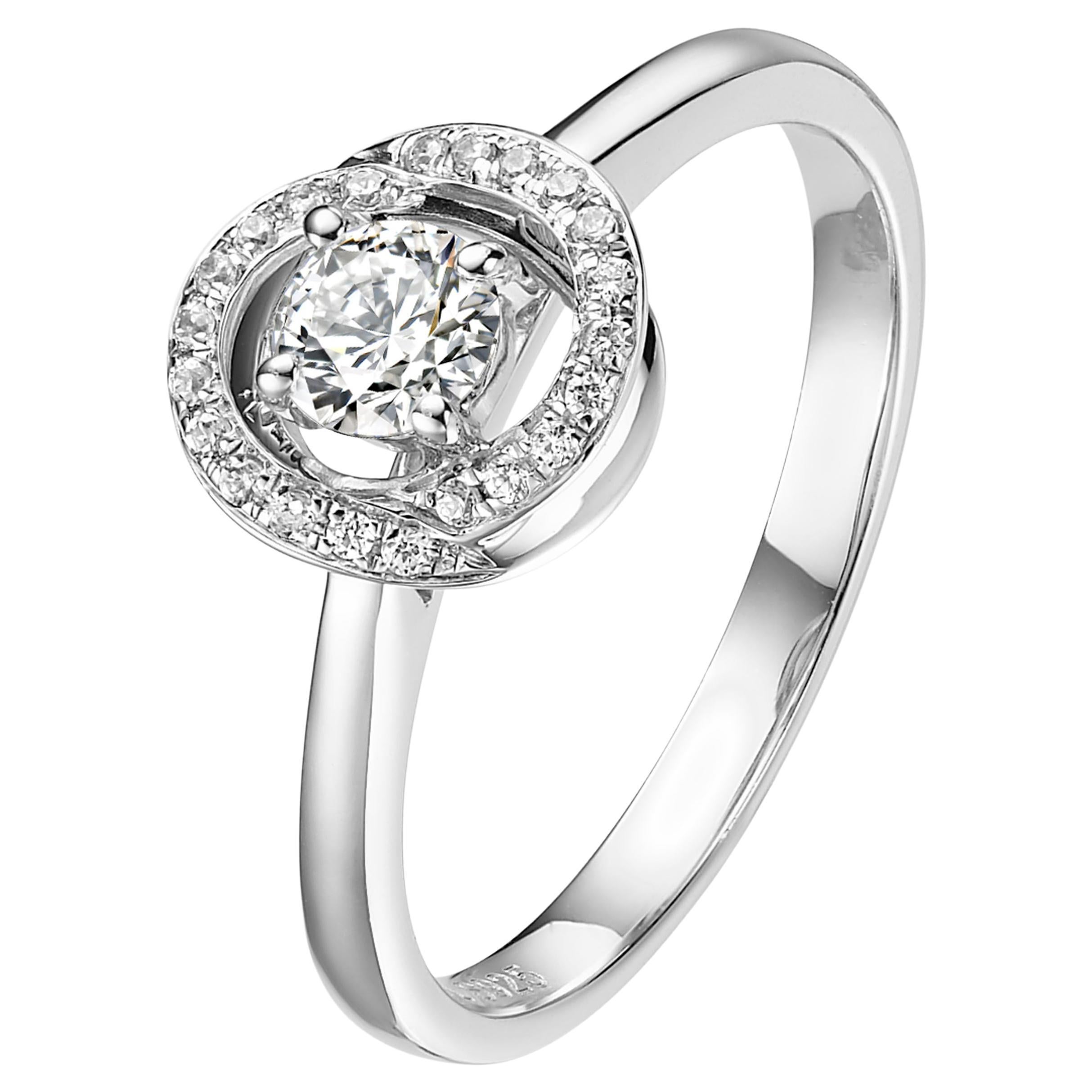 Fei Liu 0.15ct Diamond 0.030xt Halo Platinum Aurora Engagement Ring - Size N For Sale