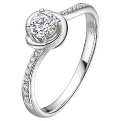 Fei Liu Anillo de compromiso Aurora de platino con diamantes de 0,15 ct - Talla L (aprox. 5,75)