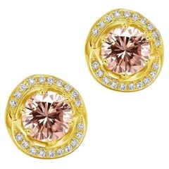 Fei Liu Clous d'oreilles en or 18 carats avec diamants champagne roses de 0,20 carat