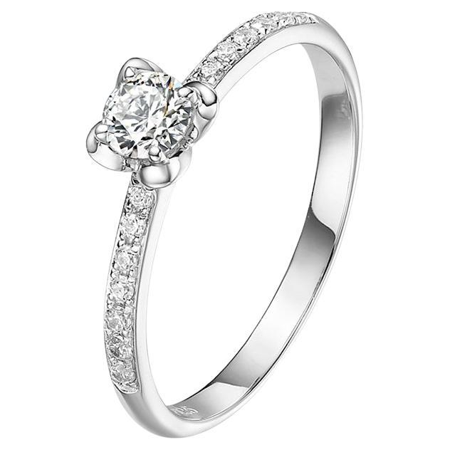 Fei Liu 0.25ct Diamond 18 Karat Gold Engagement Ring - Size K (Approx. 5.25 US) For Sale