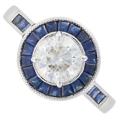 Fei Liu ~0,80ct Anello con diamanti e zaffiri in oro 18 carati