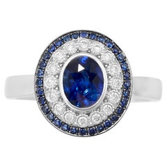 Fei Liu 0.96ct Sapphire Diamond 18 Karat White Gold Dress Ring