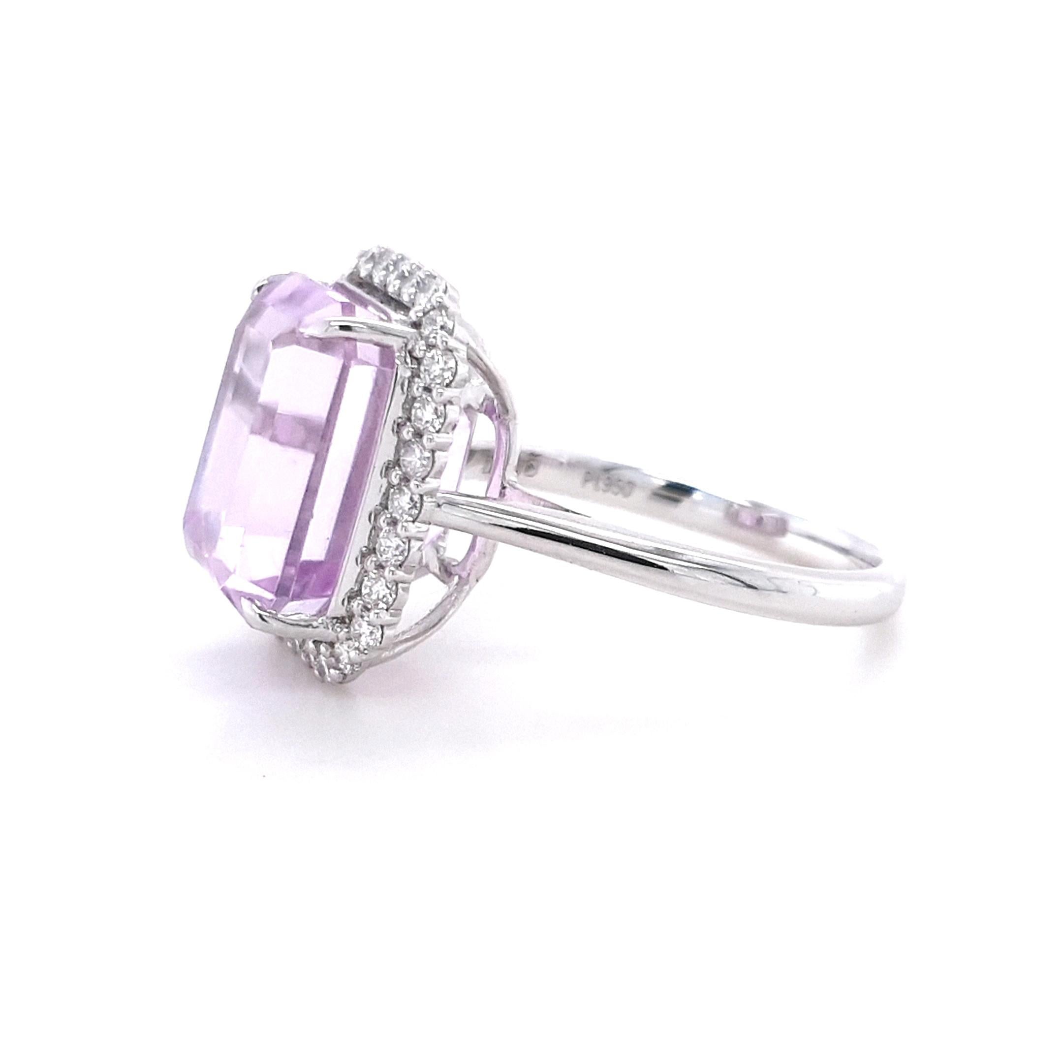 Fei Liu Anillo de platino con kunzita y diamantes de 10.75 ct Contemporáneo en venta