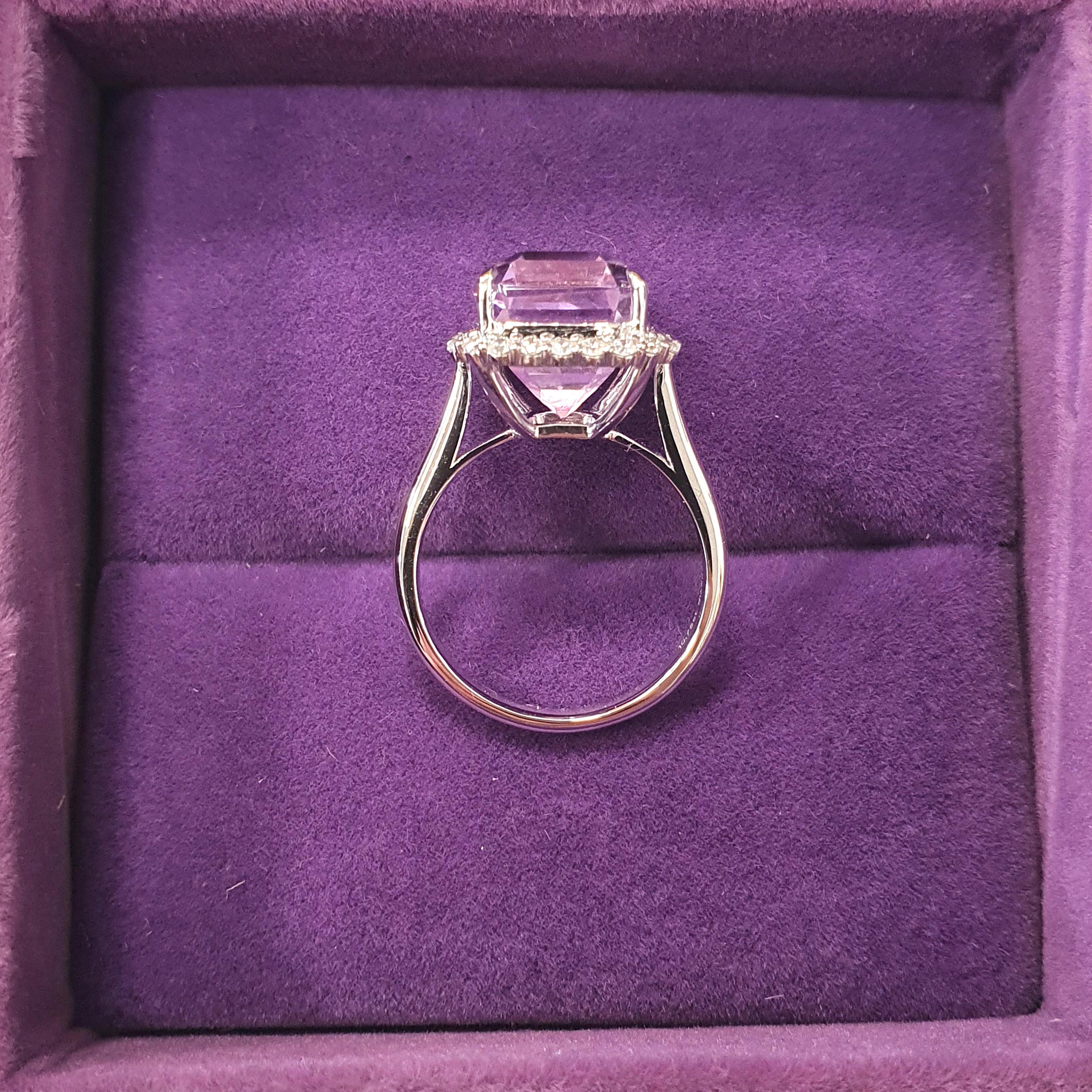 Fei Liu Anillo de platino con kunzita y diamantes de 10.75 ct en venta 1