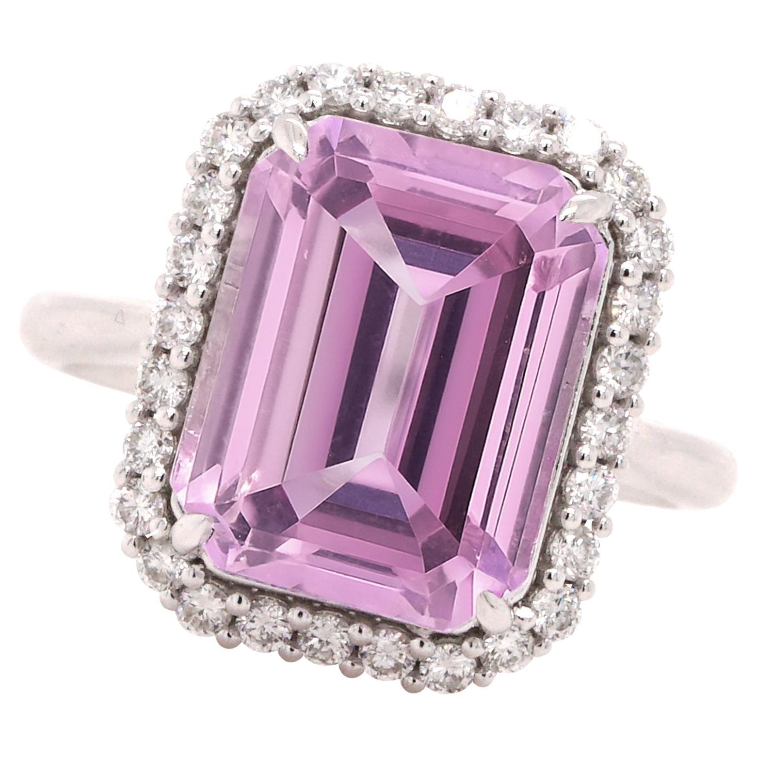 Fei Liu Anillo de platino con kunzita y diamantes de 10.75 ct en venta