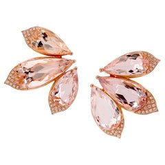 Fei Liu Pendientes de Oro Rosa de 18 ct con Morganita y Diamantes de 11,72 ct