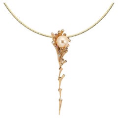 Fei Liu 11mm Cultured Pearl, Garnet, Citrine and Diamond 18K Textured Necklace