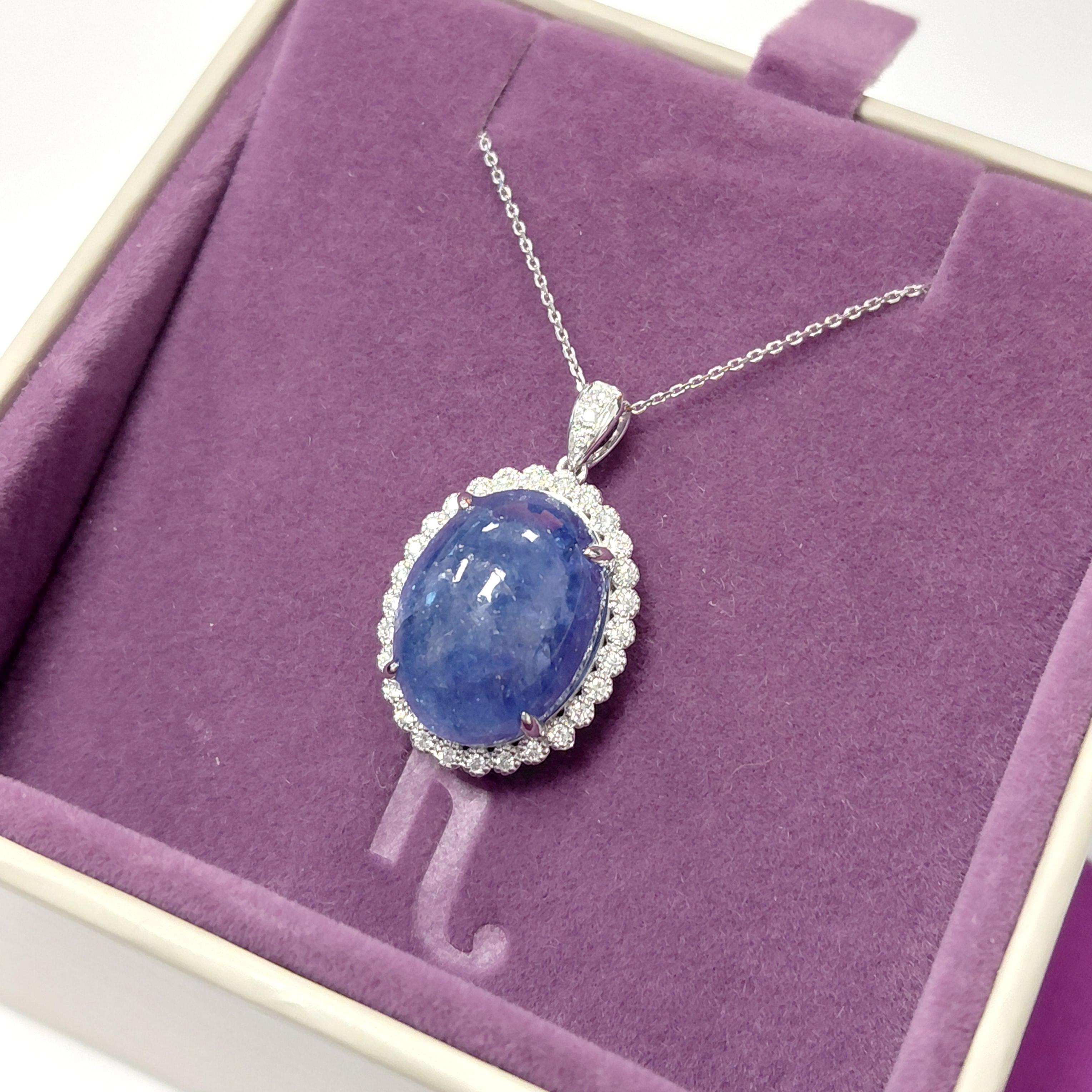 Collana con ciondolo in platino Fei Liu con tanzanite e diamanti da 13,82 carati in vendita 1