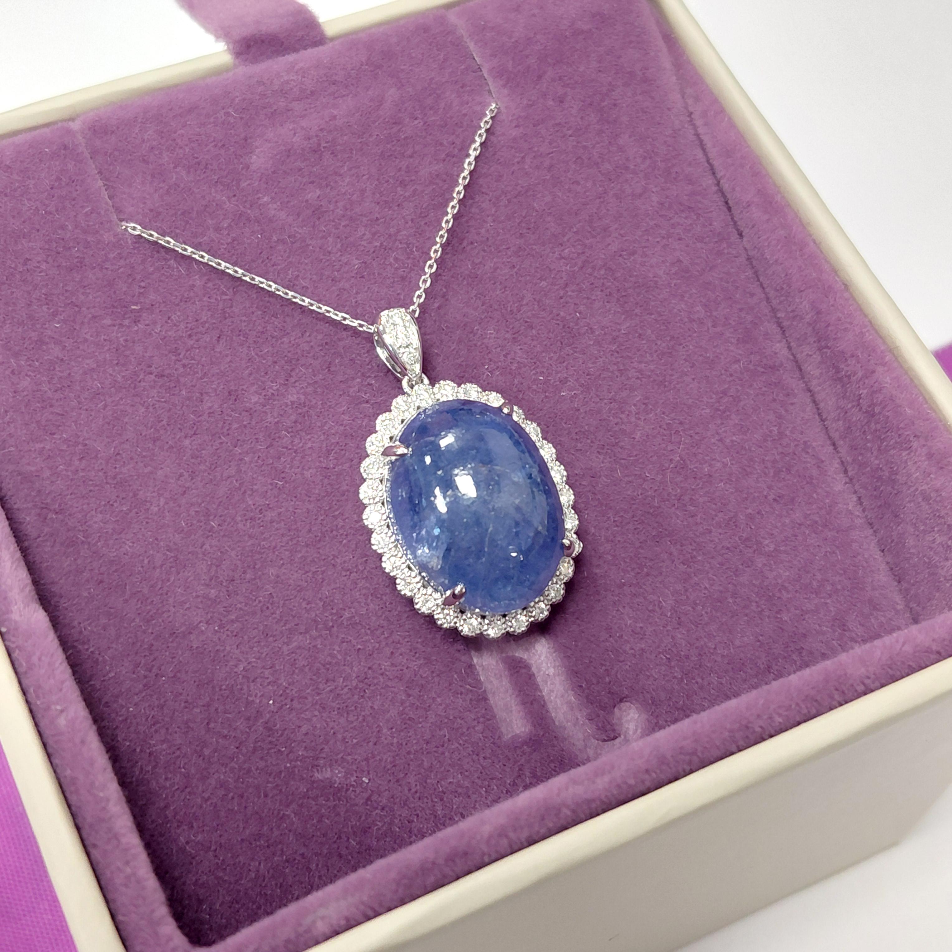 Collana con ciondolo in platino Fei Liu con tanzanite e diamanti da 13,82 carati in vendita 2