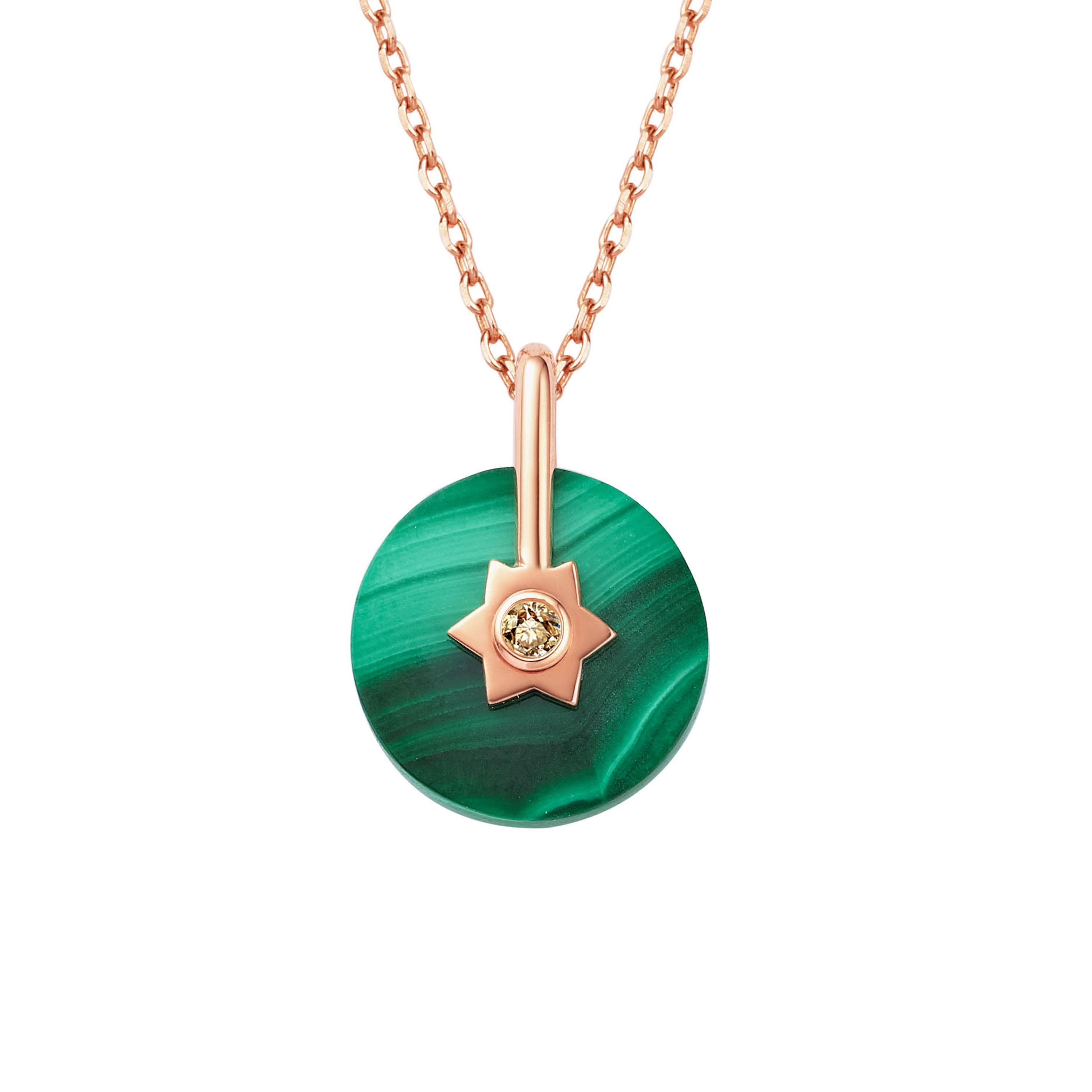 Fei Liu Malachite Diamond Rose Gold Necklace Earrings Ring 3