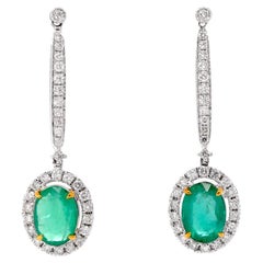 Fei Liu 1.63ct Emerald Diamond 18ct White Gold Drop Earrings