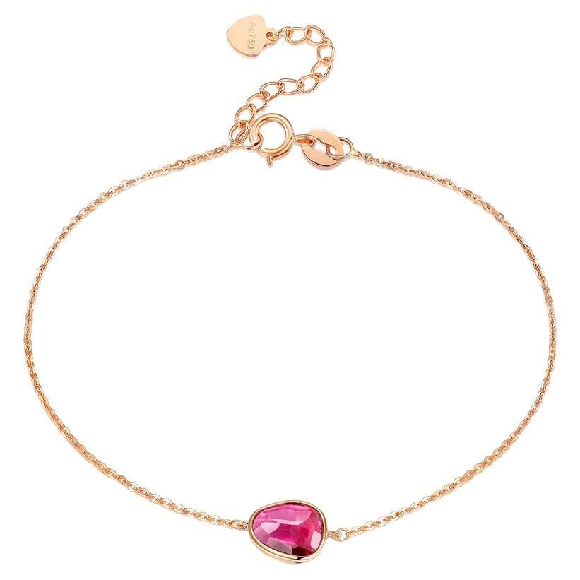 Fei Liu 1.7ct Rubellite 18 Karat Rose gold Bracelet - 6.5" with 2" extension For Sale