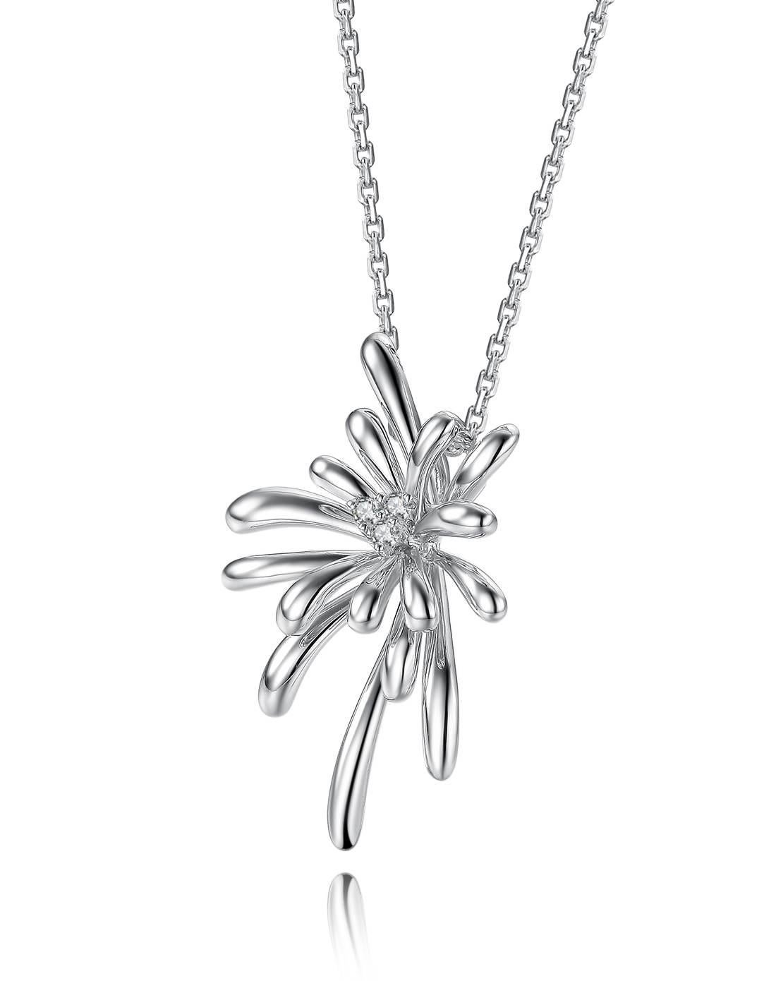 Description:
Celebration pendant with 0.04ct white diamonds, set in 9ct white gold. Chain length is 18 inches.

Inspiration:
The Celebration is a 9ct capsule collection; over time this collection will develop to make a truly collectable Fei Liu Fine