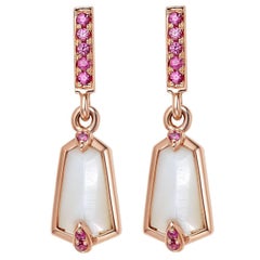 Fei Liu Mother of Pearl Pink Sapphire Rose Gold Stud Earrings Fei Liu Mother of Pearl Pink Sapphire Rose Gold Stud Earrings