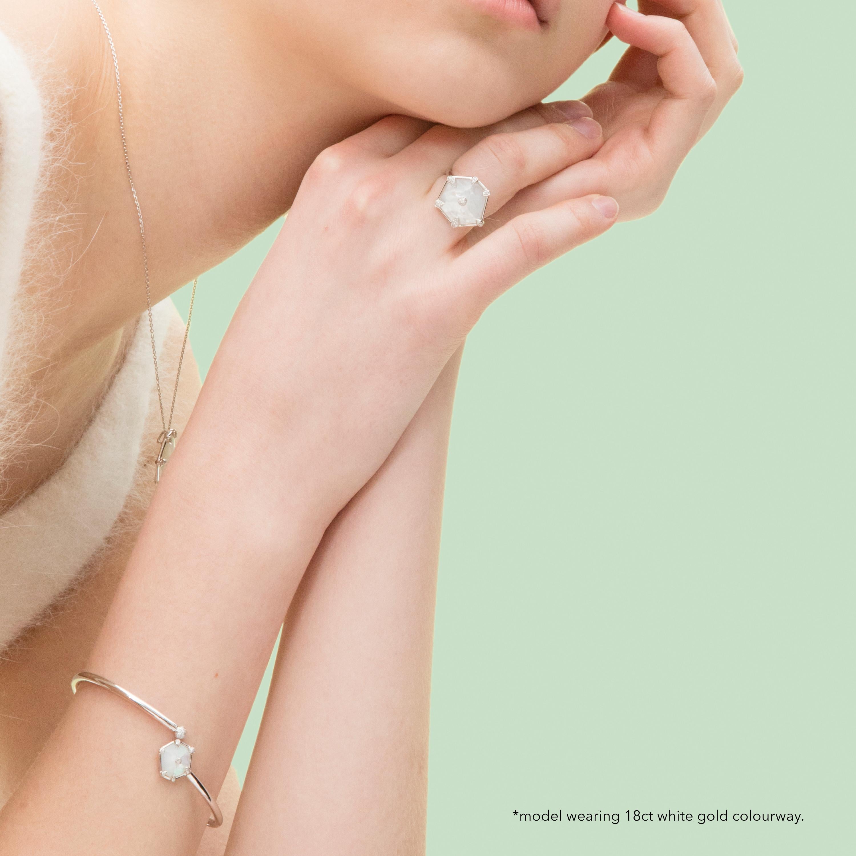 Round Cut Fei Liu Mother of Pearl Pink Sapphire Bangle Bracelet