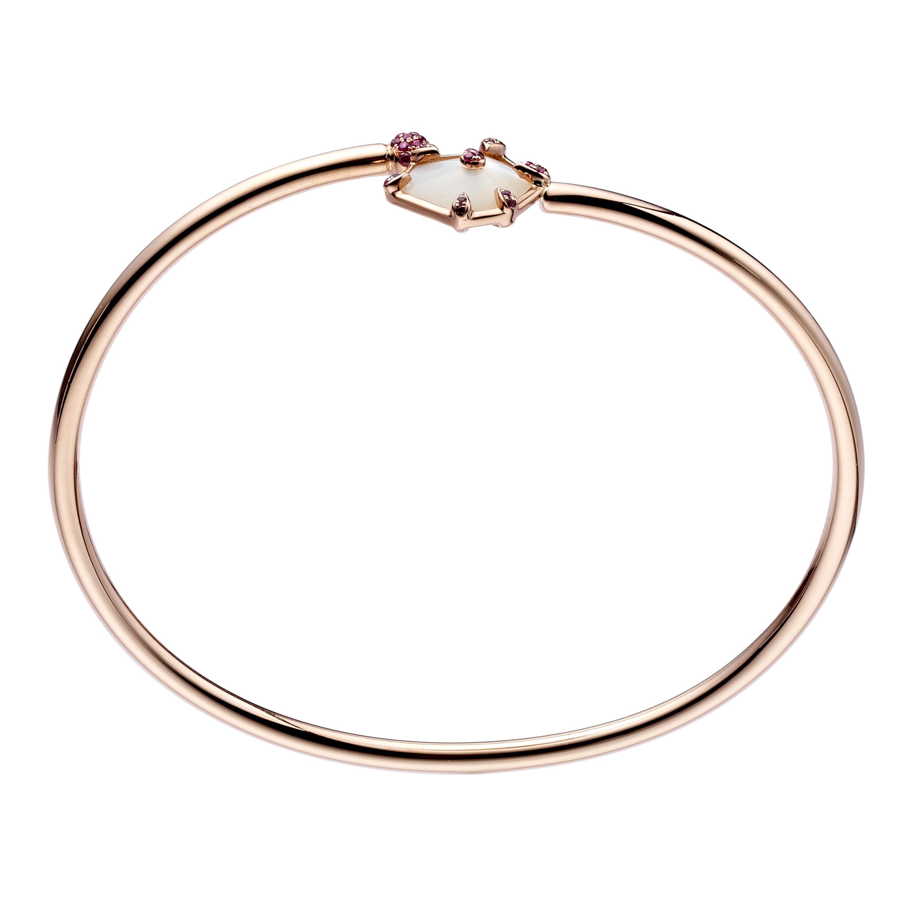 Contemporary Fei Liu Mother of Pearl Pink Sapphire Bangle Bracelet