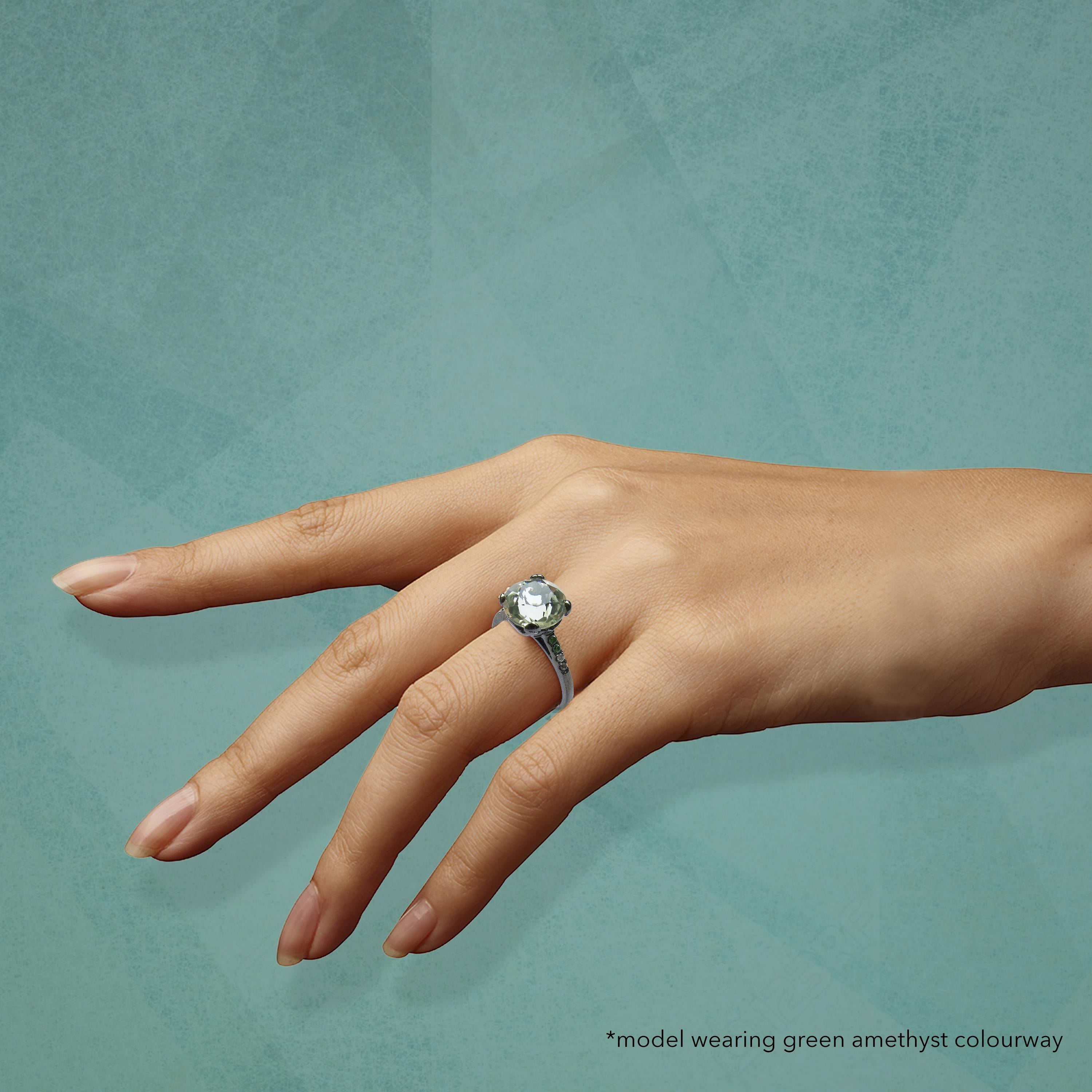 Fei Liu Lila Amethyst Diamant 18 Karat Schwarzgold Mode-Ring (Zeitgenössisch) im Angebot