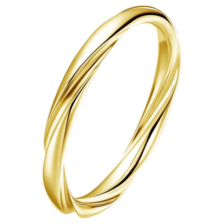 Fei Liu 18 Karat Yellow Gold Aurora Twist Wedding Ring Band For Sale