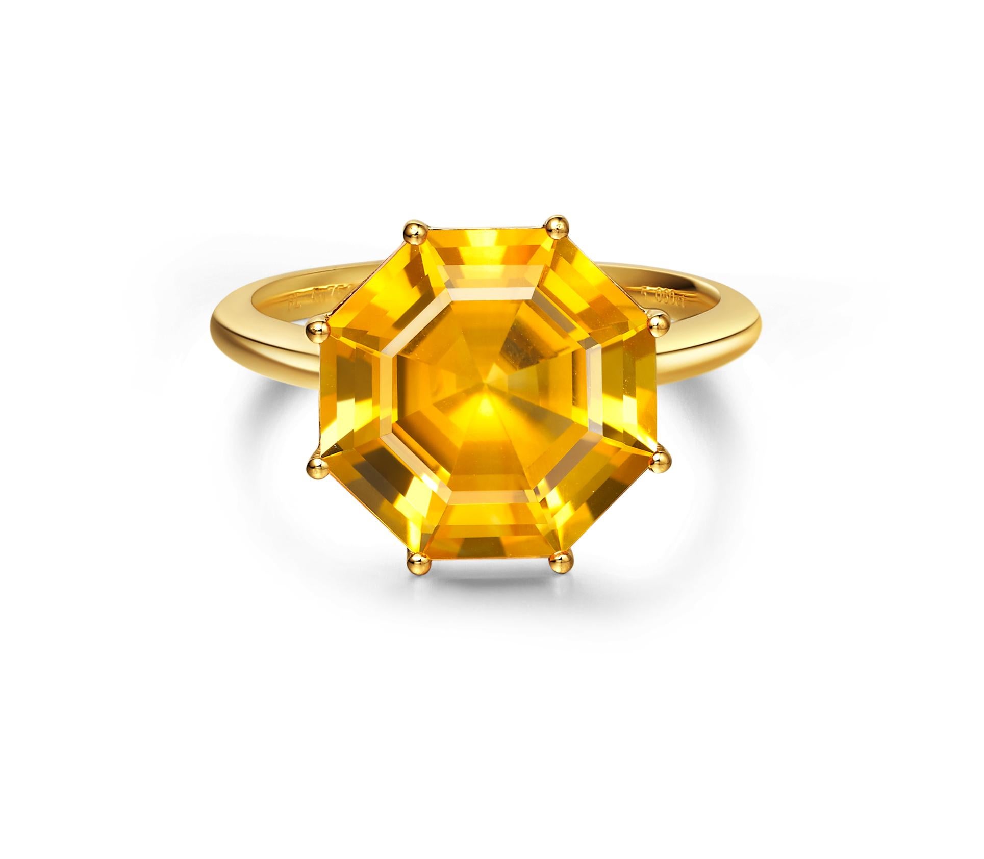 Contemporary Fei Liu Citrine Yellow Gold Ring