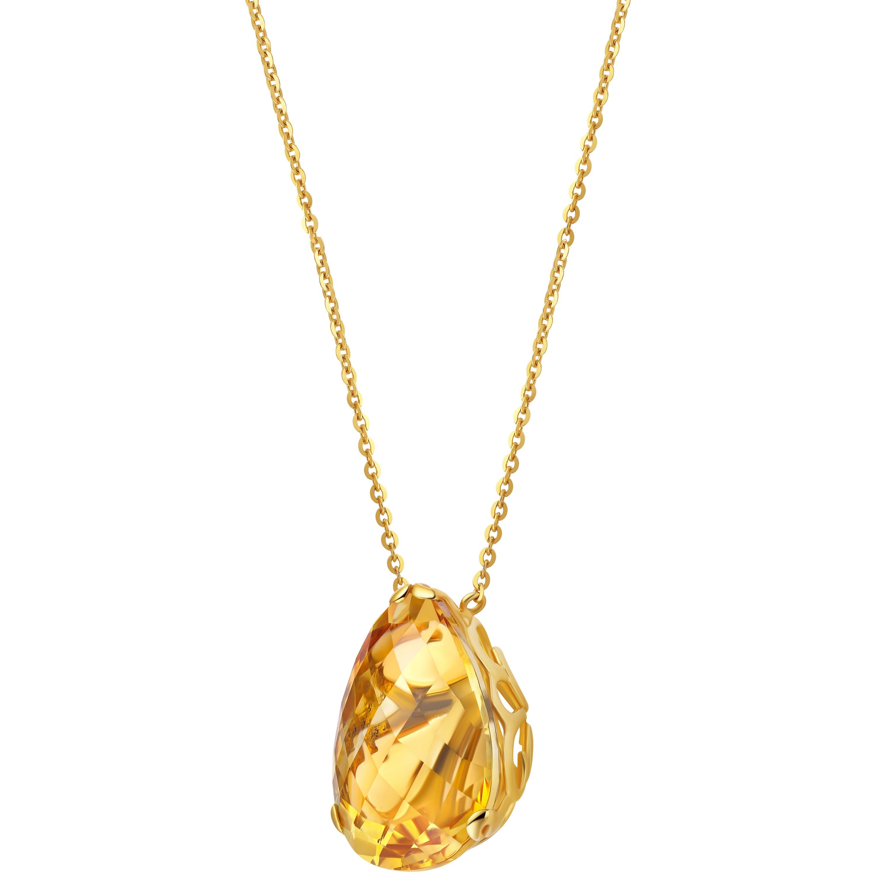 Description:
Whispering small pear stone pendant with a 4.5ct citrine set in 18ct yellow gold. Chain length is 16 inches + 1 inch extension.

Inspiration:
Emulating femininity and glamour, the Whispering collection is full of colour and form.