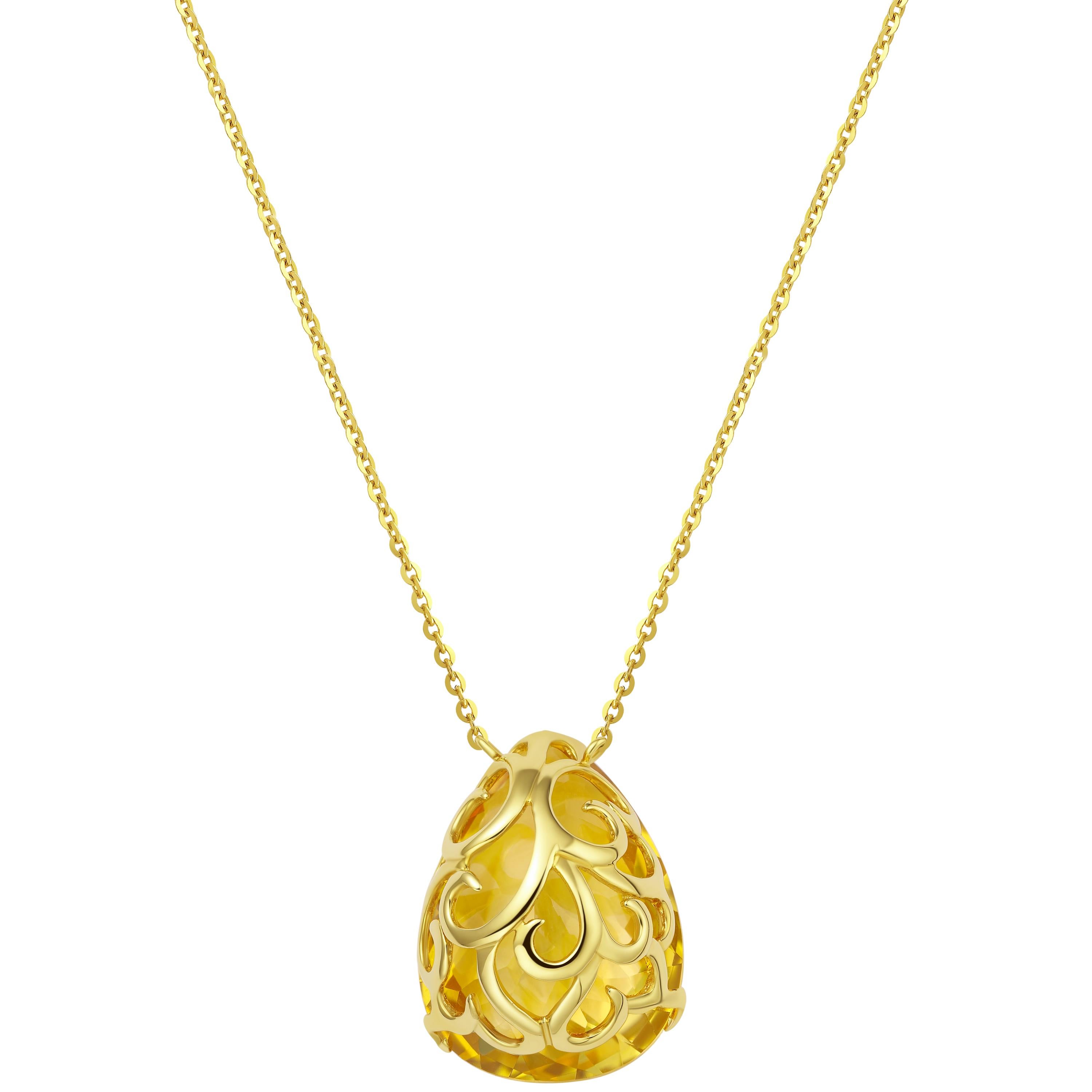 Contemporary Fei Liu Citrine Yellow Gold Pendant Necklace
