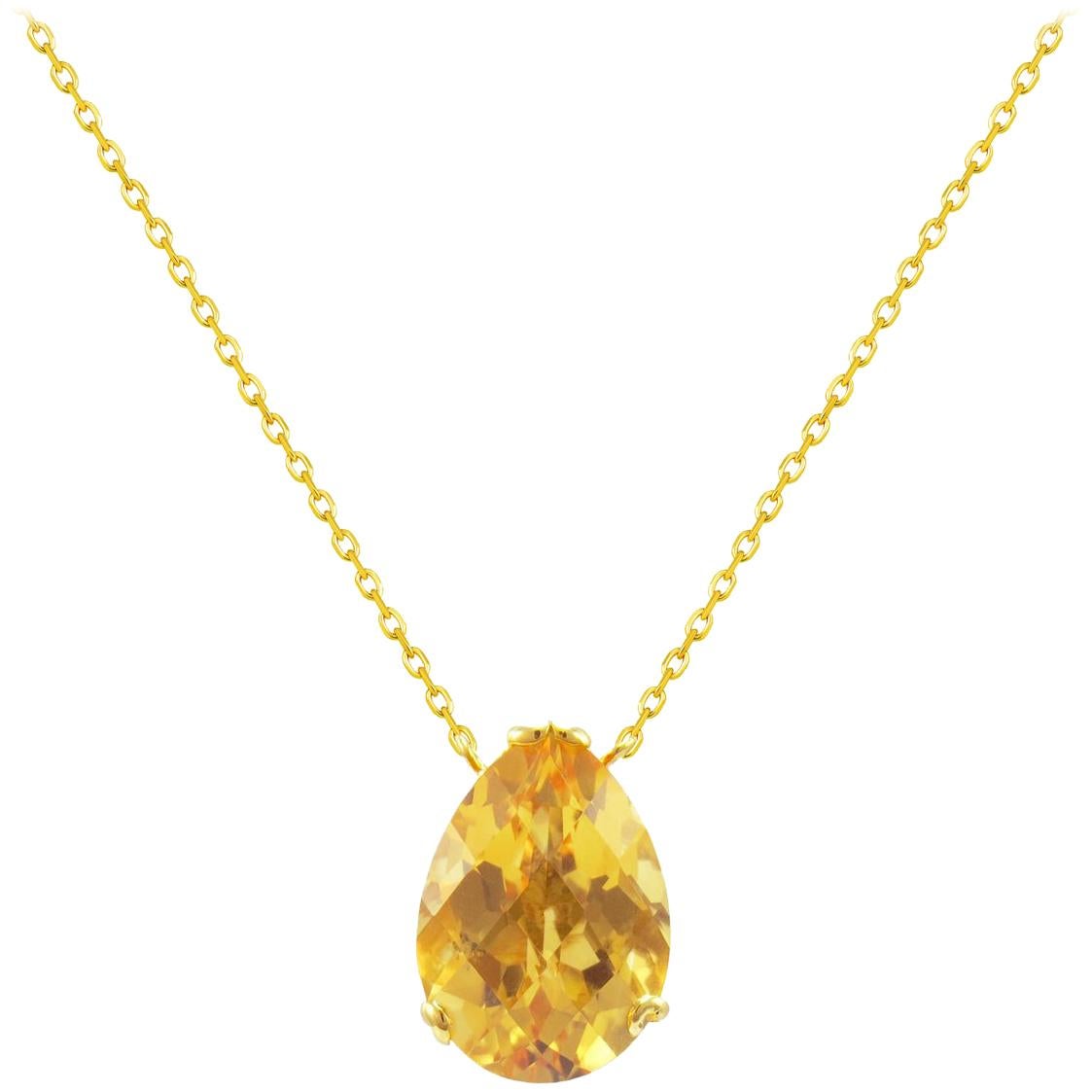 Fei Liu Citrine Yellow Gold Pendant Necklace
