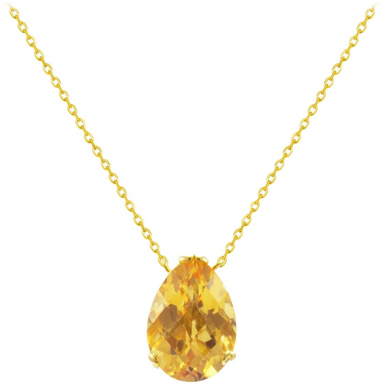 Fei Liu 18 Karat Yellow Gold Small Pear Stone Citrine Necklace
