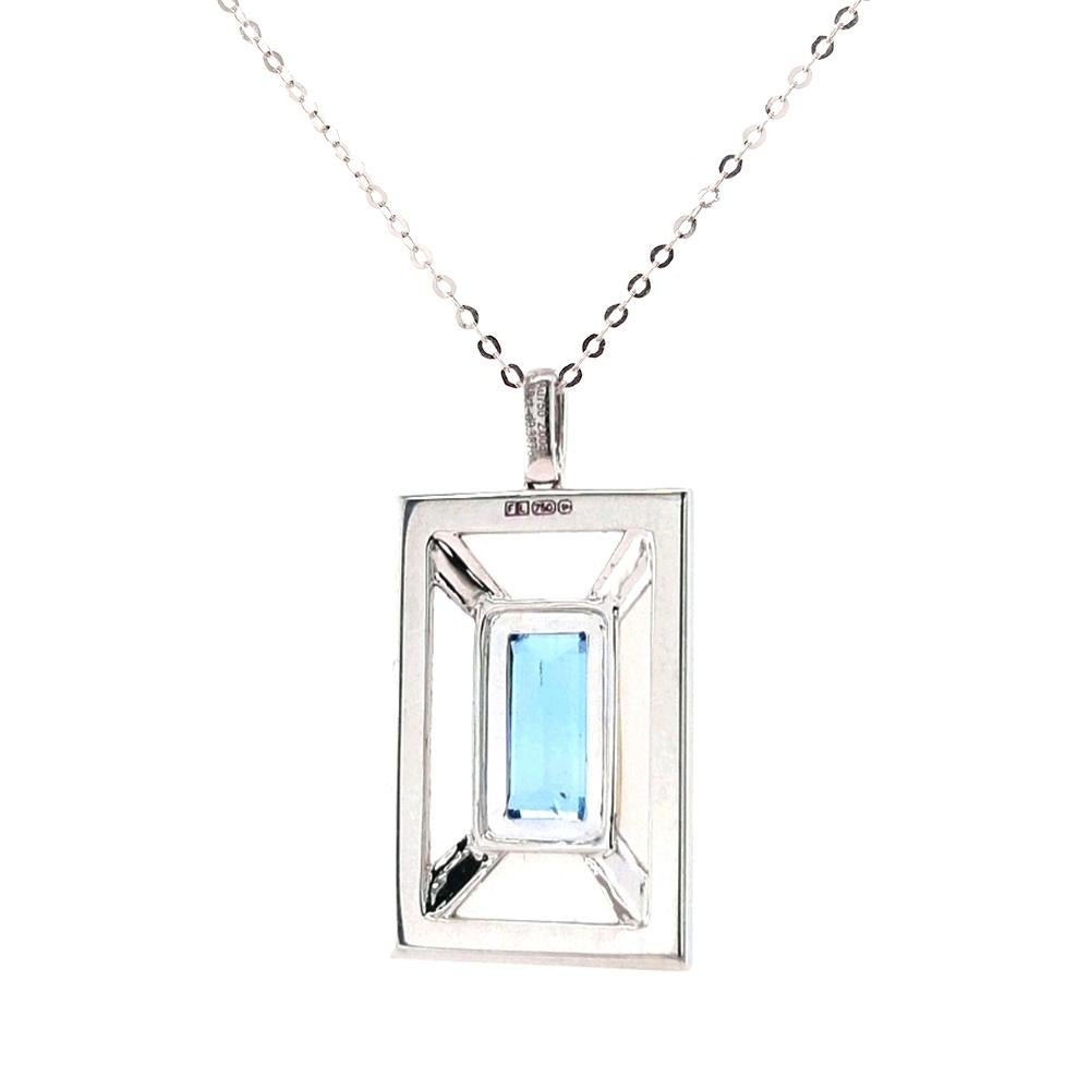 Colgante de oro de 18 quilates Fei Liu de aguamarina de 1,88 ct, diamante y cristal de roca Contemporáneo