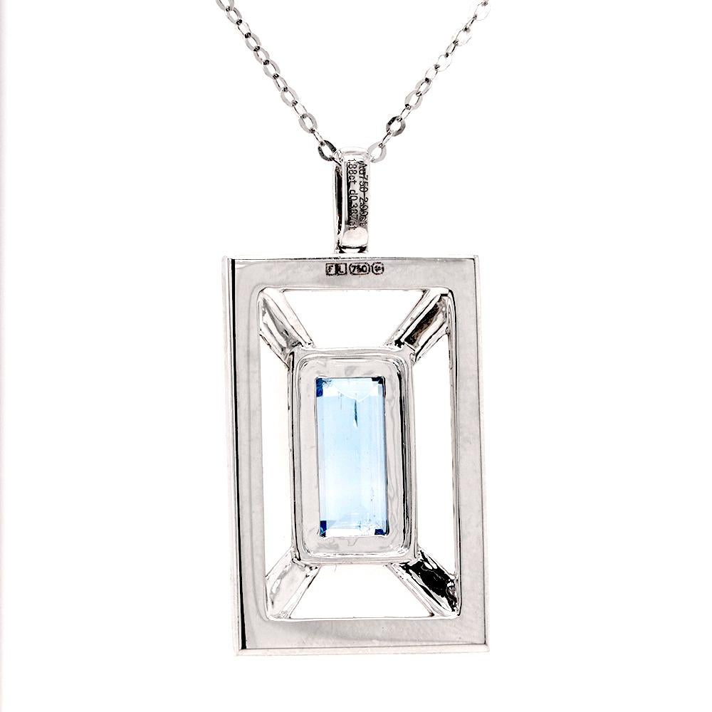 Colgante de oro de 18 quilates Fei Liu de aguamarina de 1,88 ct, diamante y cristal de roca Corte baguette