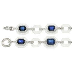 Fei Liu 18ct White Gold 10.40ct Sapphire, 1.10ct Diamond & Rock Crystal Bracelet