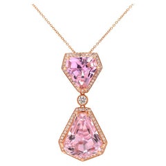 Fei Liu Halskette mit Anhänger aus 18 Karat Roségold mit 19,78 Karat Kunzit und Diamant