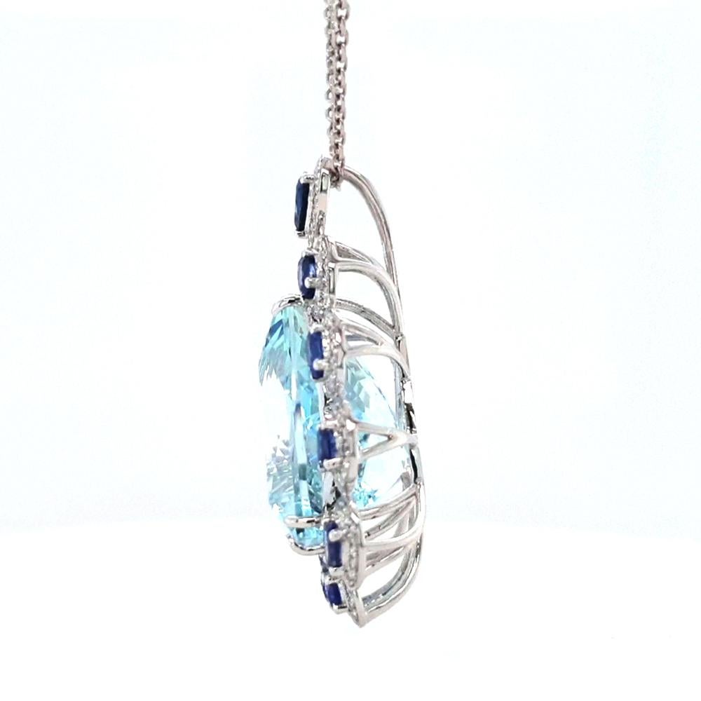 Colgante de platino con aguamarina, zafiro y diamantes de 27,34 ct Fei Liu Contemporáneo