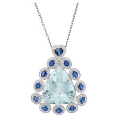 Colgante de platino con aguamarina, zafiro y diamantes de 27,34 ct Fei Liu