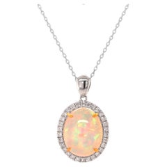 Fei Liu 3.09ct Opal Diamond 18 Karat White Gold Pendant