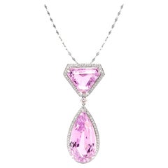 Fei Liu 34.61ct Kunzite and Diamond Platinum Pendant Necklace