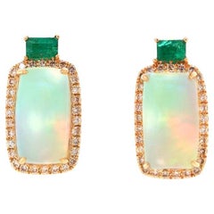 Fei Liu - Orecchini con Opale, Diamante e Smeraldo in oro giallo 14 carati - 4,08ct