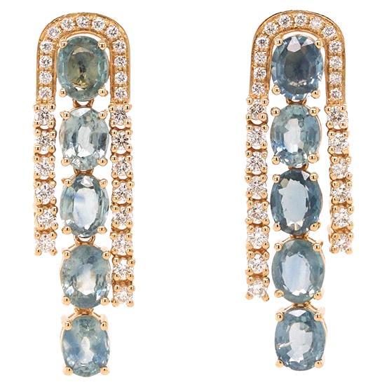 Fei Liu - Orecchini a goccia con zaffiro blu 4,58ct Vari-Hue e diamanti 14 carati in vendita
