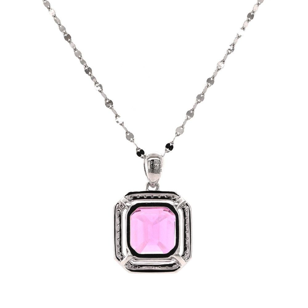 Contemporaneo Fei Liu - Collana con ciondolo in platino con diamante Kunzite e aureola da 5,94 carati in vendita