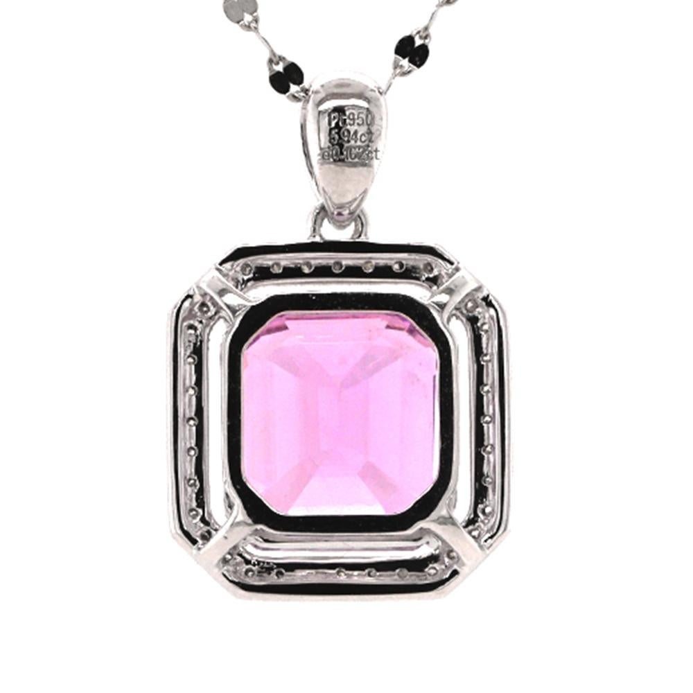 De las mujeres Fei Liu Collar Colgante Halo Diamante Kunzita 5,94 ct Platino en venta