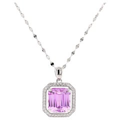 Fei Liu Collar Colgante Halo Diamante Kunzita 5,94 ct Platino