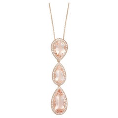 Fei Liu 6.07ct Morganite and Diamond 18 Karat Rose Gold Pendant Necklace