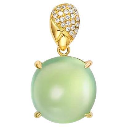 Fei Liu Colgante de Oro Amarillo de 18 Quilates con Diamantes y Prehnita de 6,433 ct